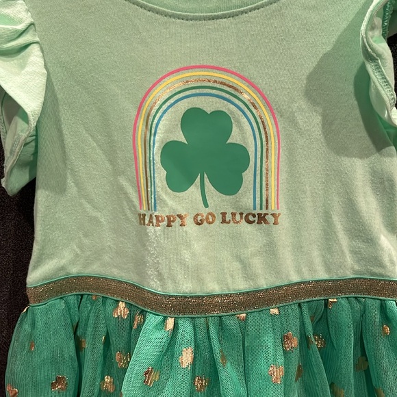St. Patrick’s Day dress with rainbow & gold belt ‘Happy Go Lucky’ 3T - Picture 2 of 7